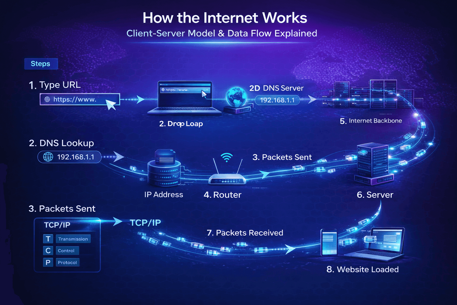 How the Internet Works: Client-Server Model & Data Flow Explained